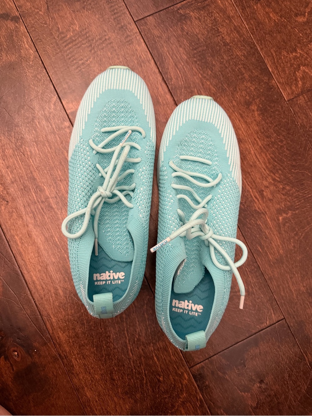 Native Women's Seafoam Knit Lace-Up Sneakers- men’s size 8